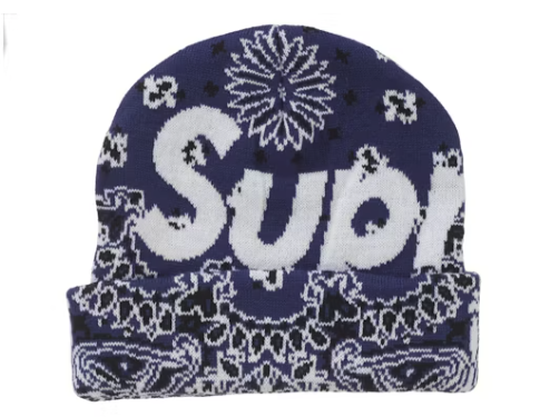 Supreme Bandana Big Logo Beanie Blue