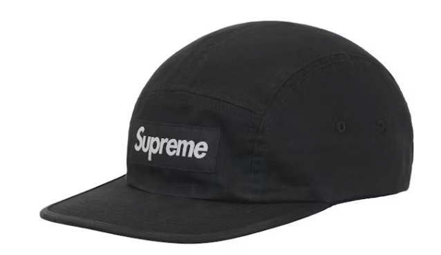 Supreme Washed Chino Twill Camp Cap Black