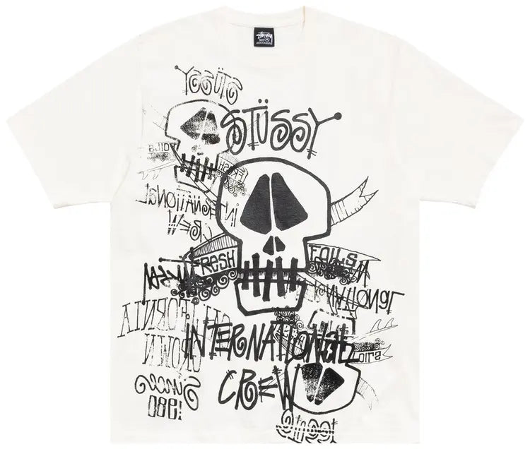 Stussy Skulls Pigment Dyed Tee 'Natural'