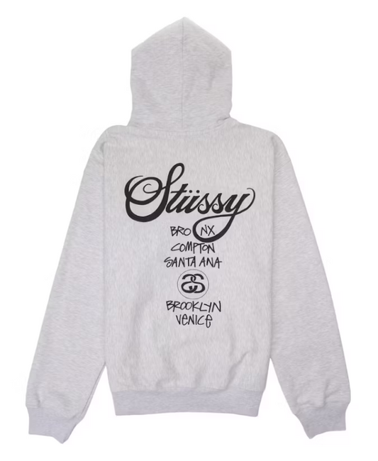 Stussy World Tour Hoodie Ash Heather