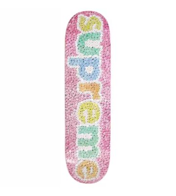SupremeCandyHeartsSkateboardDeckPink