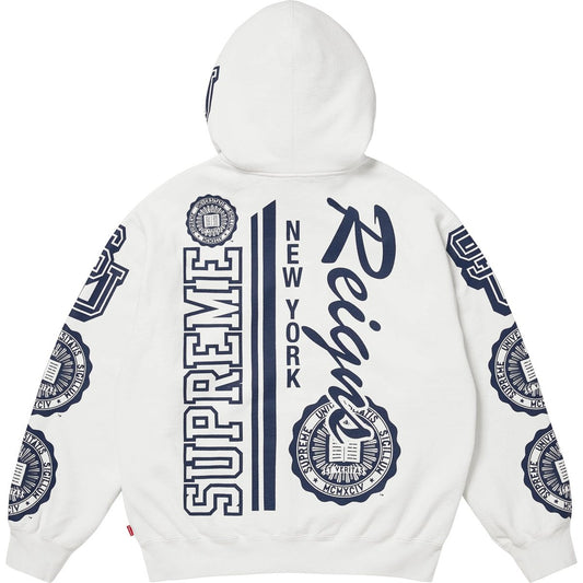 Supreme Knowledge Reigns Zip Up Hooded Sweatshirt White