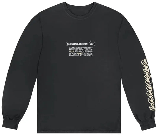 Travis Scott Cactus Jack For Fragment Logo L/S T-shirt Washed Black