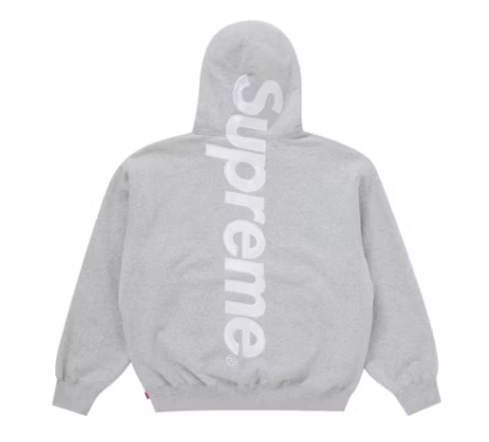 Supreme Satin Appliqué Hooded Sweatshirt Grey