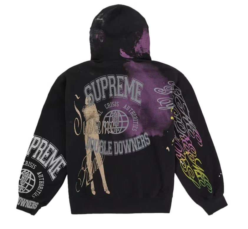 Supreme Overprint Hooded Sweatshirt Black