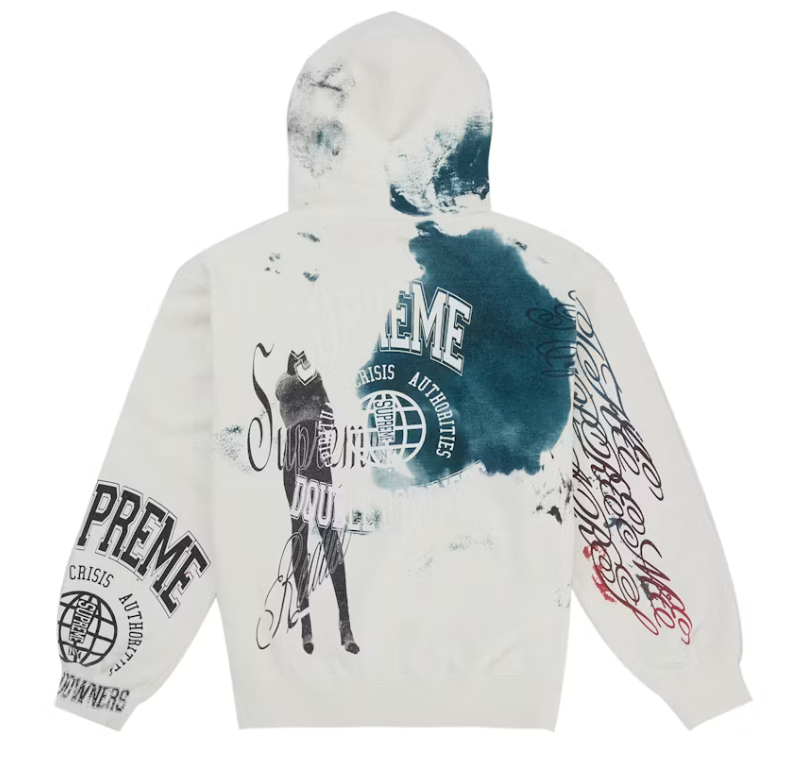 Supreme Overprint Hooded Sweatshirt White