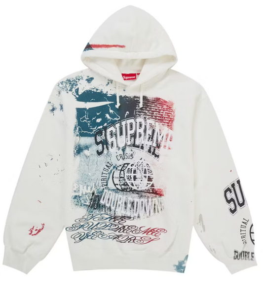 Supreme Overprint Hooded Sweatshirt White