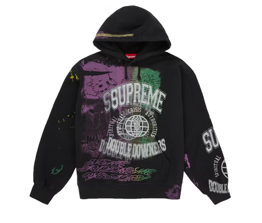 Supreme Overprint Hooded Sweatshirt Black